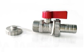 Дренажный кран+штуцер красная ручка (М310-2А) 
