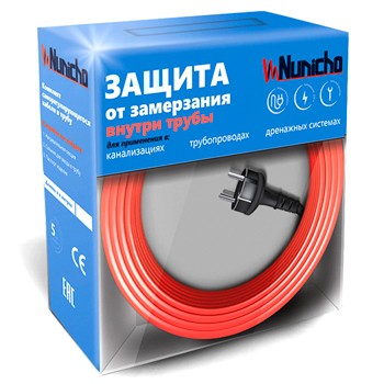 Готовый комплект кабеля NUNICHO Micro внутрь трубы 10 Вт/м 5 метр с вилкой и сальниковым узлом 1/2 